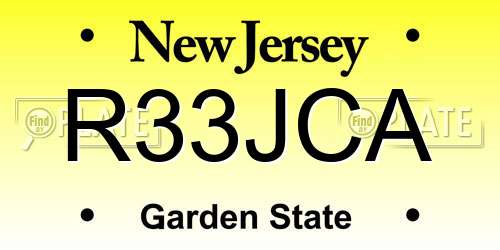 R33JCA New Jersey License Plate