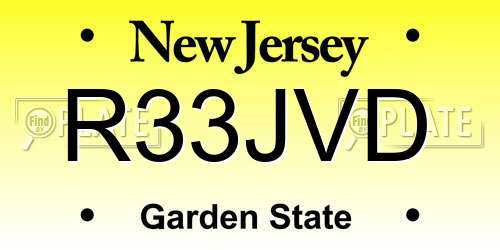 R33JVD New Jersey License Plate