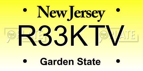 R33KTV New Jersey License Plate
