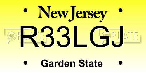 R33LGJ New Jersey License Plate