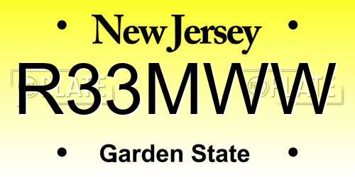 R33MWW New Jersey License Plate