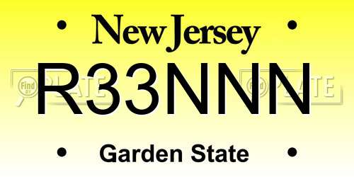 R33NNN New Jersey License Plate