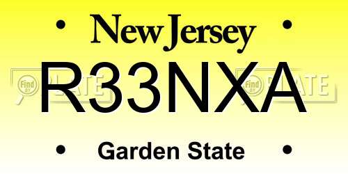 R33NXA New Jersey License Plate
