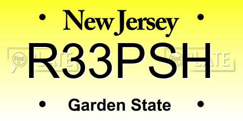 R33PSH New Jersey License Plate