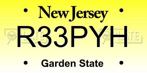 R33PYH New Jersey License Plate
