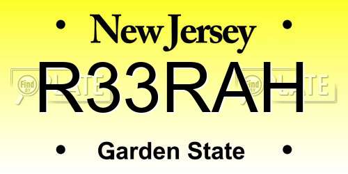 R33RAH New Jersey License Plate