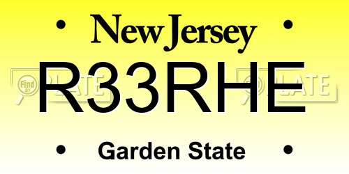 R33RHE New Jersey License Plate