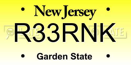 R33RNK New Jersey License Plate