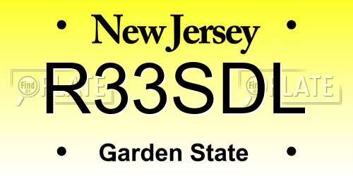 R33SDL New Jersey License Plate
