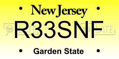 R33SNF New Jersey License Plate