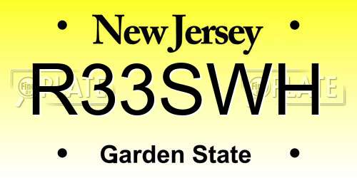 R33SWH New Jersey License Plate