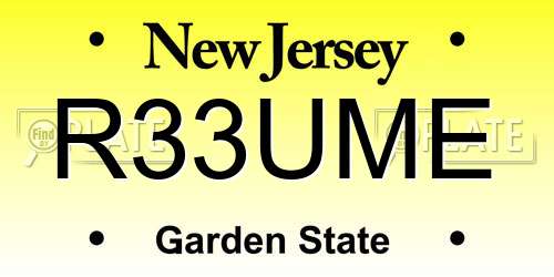 R33UME New Jersey License Plate