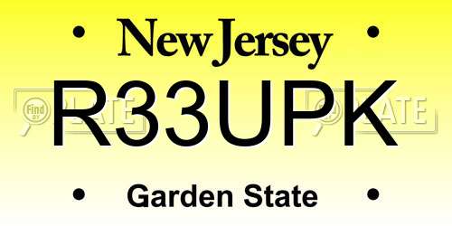 R33UPK New Jersey License Plate