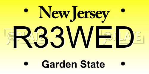 R33WED New Jersey License Plate