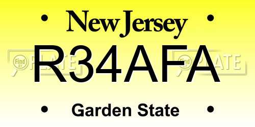 R34AFA New Jersey License Plate