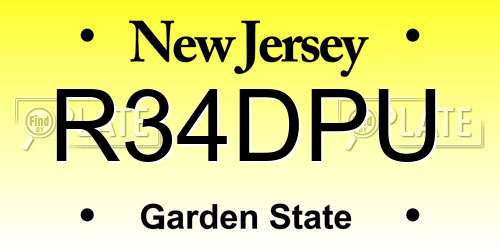 R34DPU New Jersey License Plate