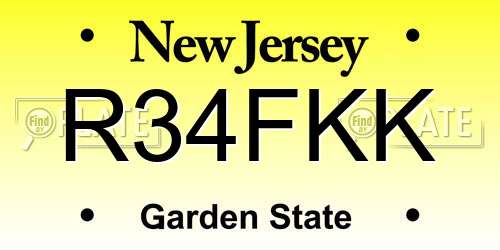 R34FKK New Jersey License Plate