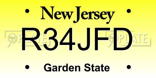 R34JFD New Jersey License Plate