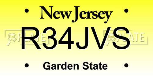R34JVS New Jersey License Plate