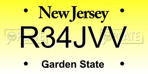 R34JVV New Jersey License Plate