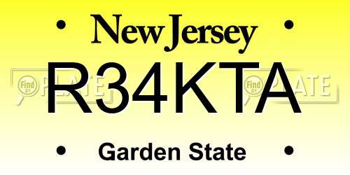 R34KTA New Jersey License Plate