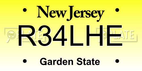 R34LHE New Jersey License Plate