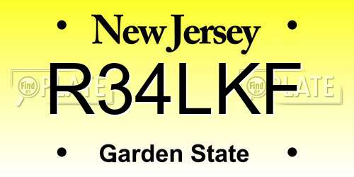R34LKF New Jersey License Plate
