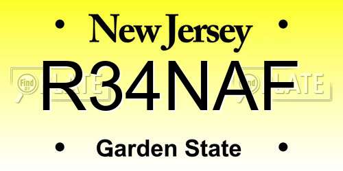 R34NAF New Jersey License Plate