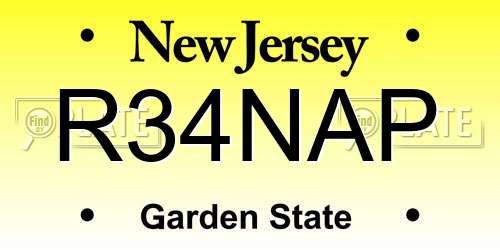 R34NAP New Jersey License Plate