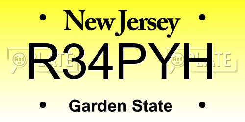 R34PYH New Jersey License Plate