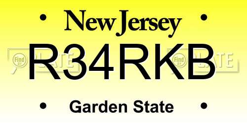 R34RKB New Jersey License Plate