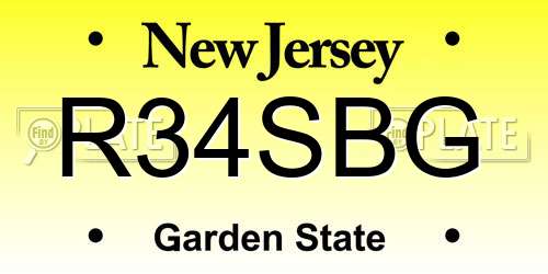 R34SBG New Jersey License Plate
