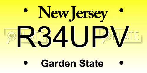 R34UPV New Jersey License Plate