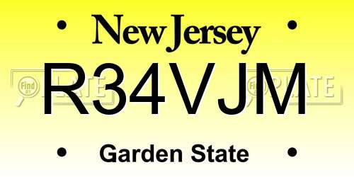 R34VJM New Jersey License Plate