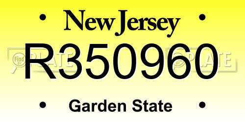 R350960 New Jersey License Plate