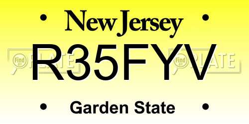 R35FYV New Jersey License Plate