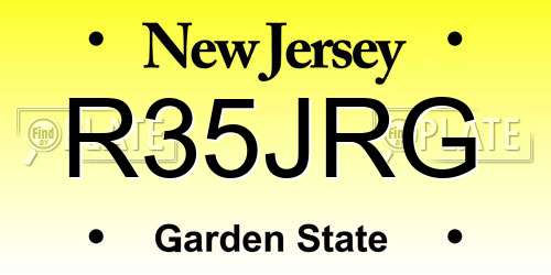 R35JRG New Jersey License Plate