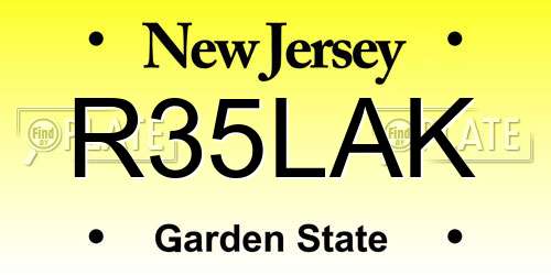 R35LAK New Jersey License Plate