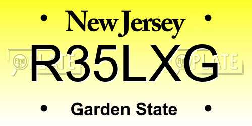 R35LXG New Jersey License Plate