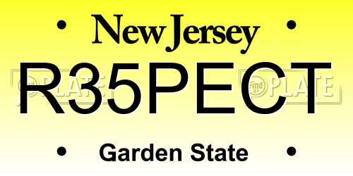 R35PECT New Jersey License Plate