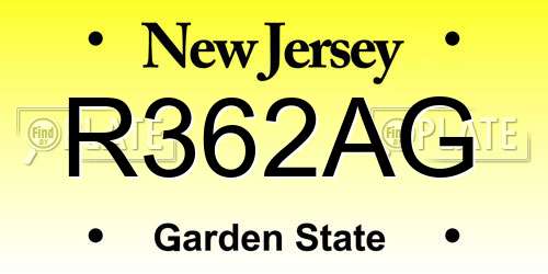 R362AG New Jersey License Plate