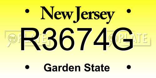R3674G New Jersey License Plate