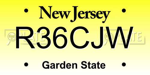 R36CJW New Jersey License Plate