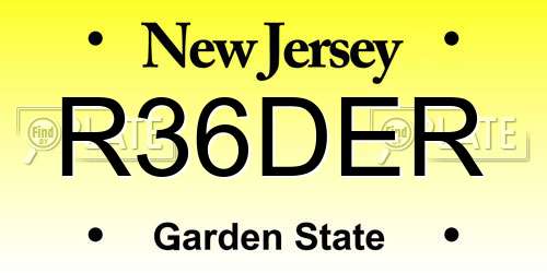 R36DER New Jersey License Plate