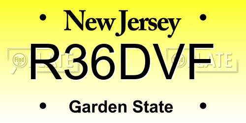 R36DVF New Jersey License Plate