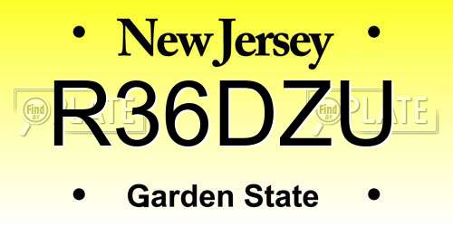 R36DZU New Jersey License Plate