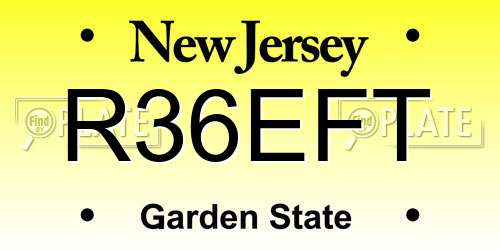 R36EFT New Jersey License Plate