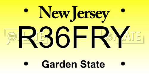 R36FRY New Jersey License Plate