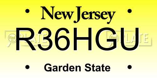 R36HGU New Jersey License Plate