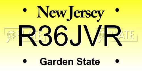 R36JVR New Jersey License Plate
